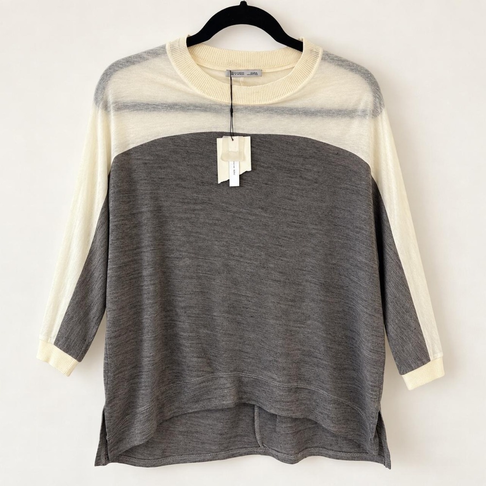 Zara W/B Collection Colorblock Sheer Top | Size S | New With Tags